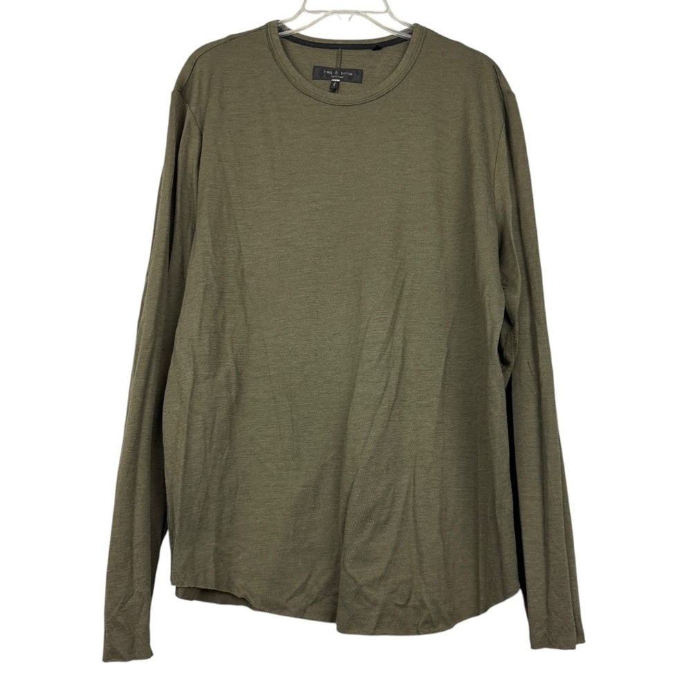 Rag & Bone Wool Long Sleeve Green Tee - Picture 2 of 6